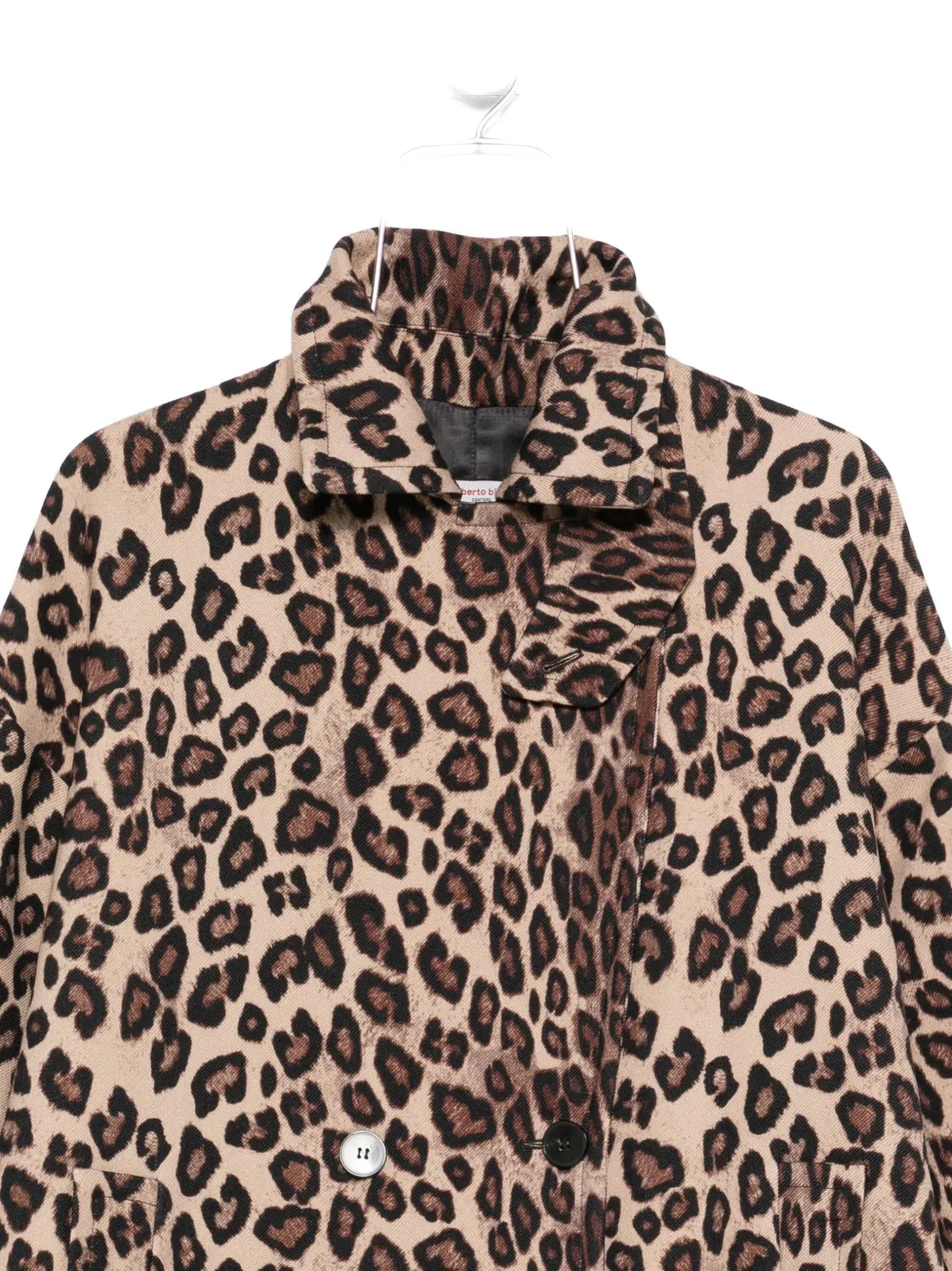 Alberto Biani Animal-print Peacoat In Brown