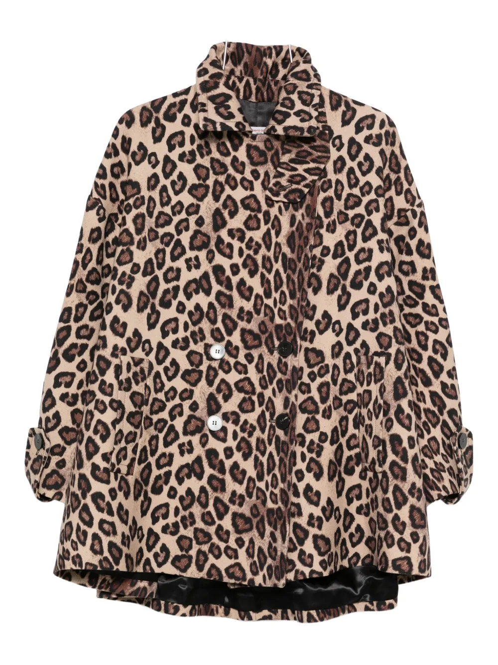 Alberto Biani Animal-print Peacoat In Brown