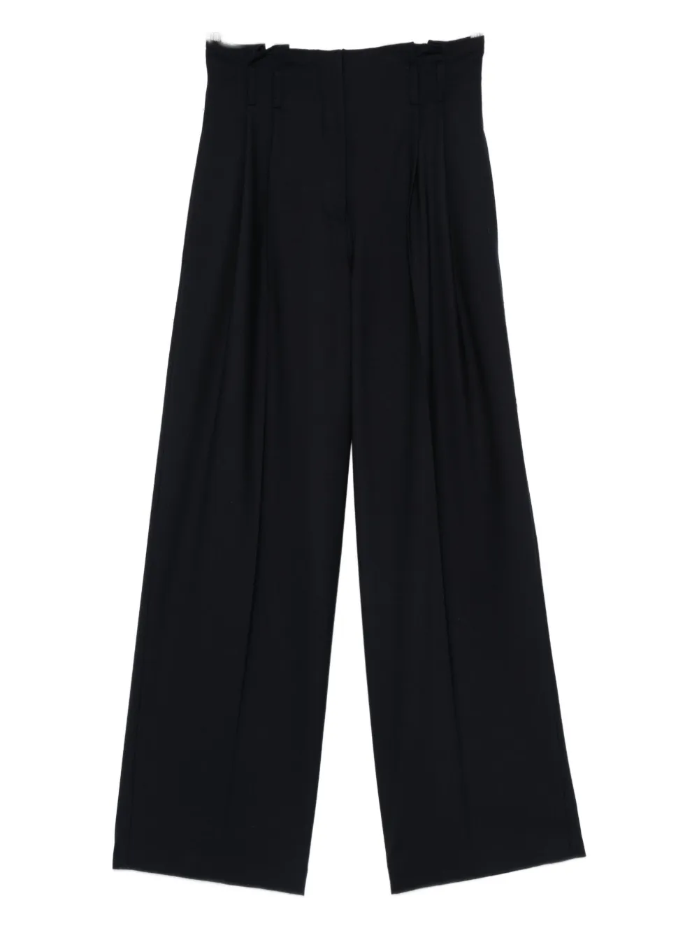 Semicouture High Waist Wide Leg Wool Blend Trousers In Blue