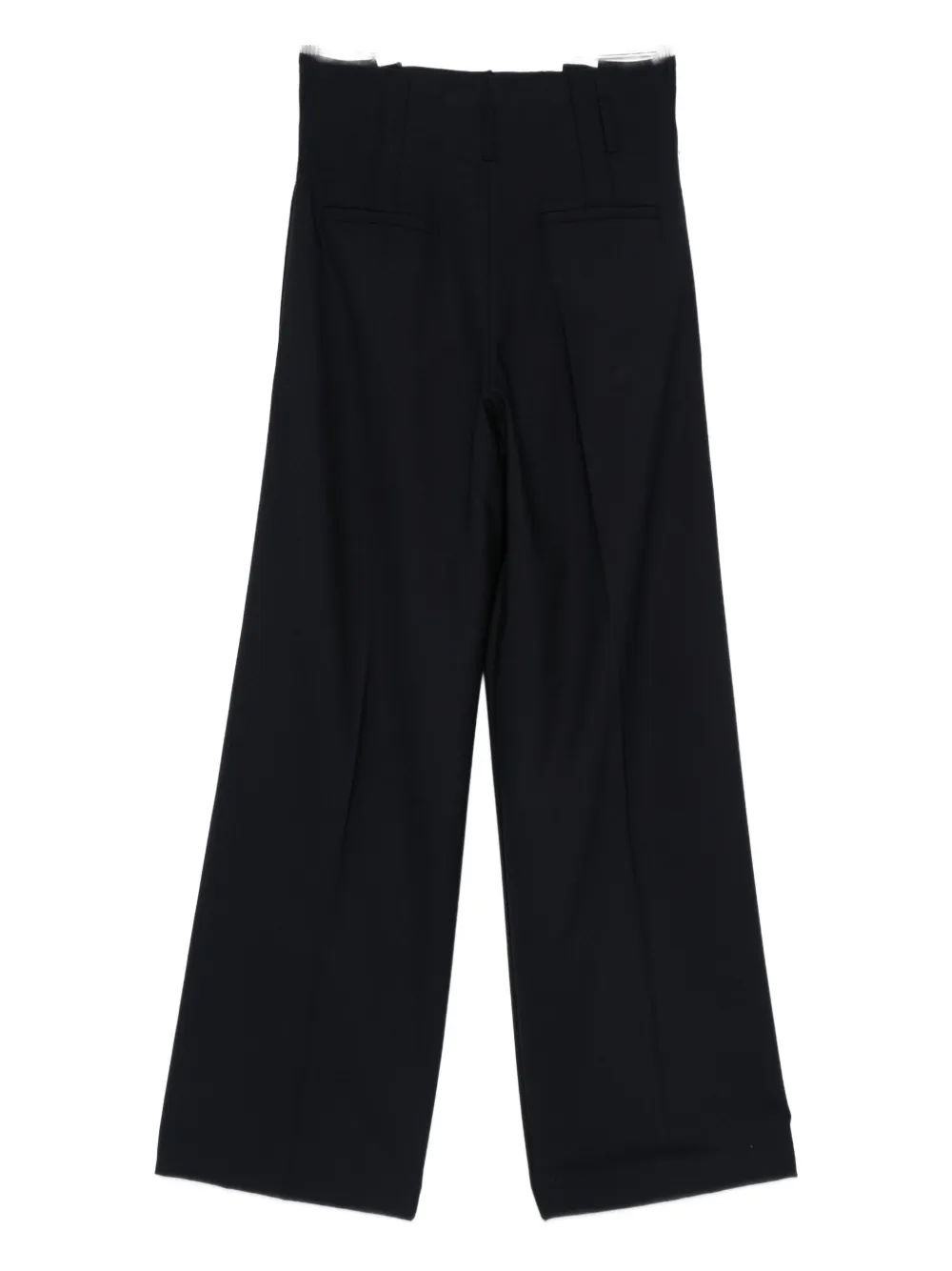 Semicouture High Waist Wide Leg Wool Blend Trousers In Blue