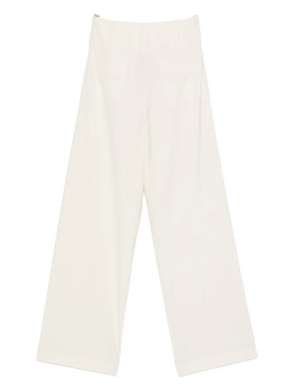 Semicouture High-waisted Wide-leg Wool Blend Trousers In White