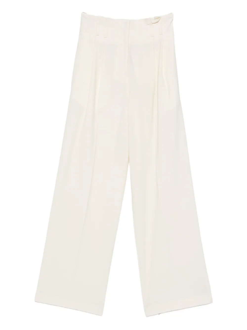 Semicouture High-waisted Wide-leg Wool Blend Trousers In White