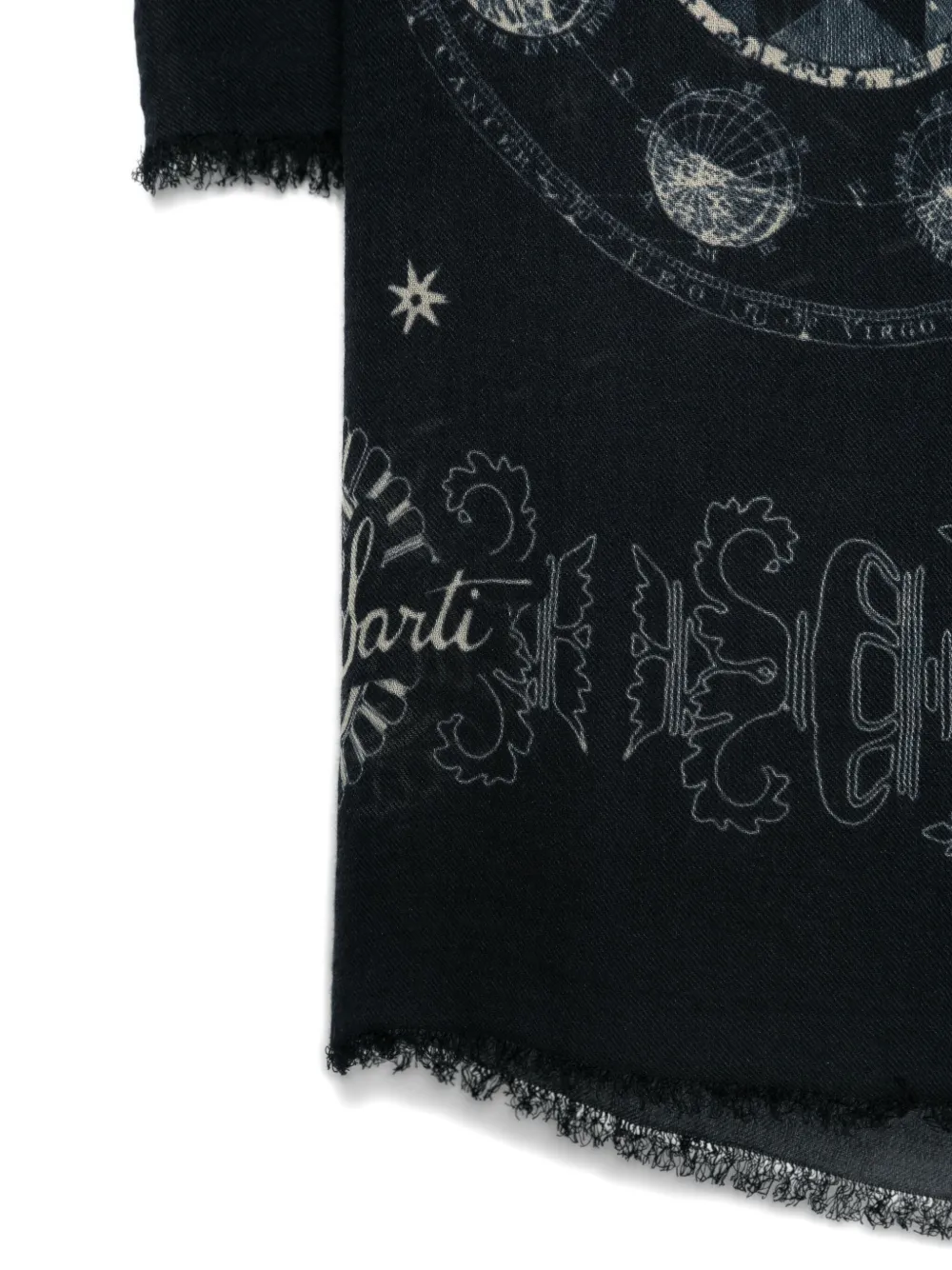 Faliero Sarti Zodiac Pattern Rectangular Scarf In Black