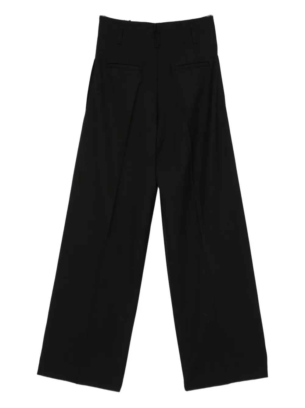 Semicouture Wide Leg Pleated Trousers With Belt Loops In Black