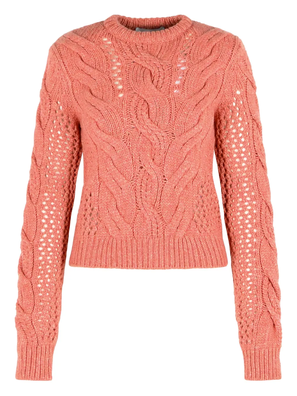 Sportmax Radio Crewneck Sweater With Wool Blend Braids In Pink