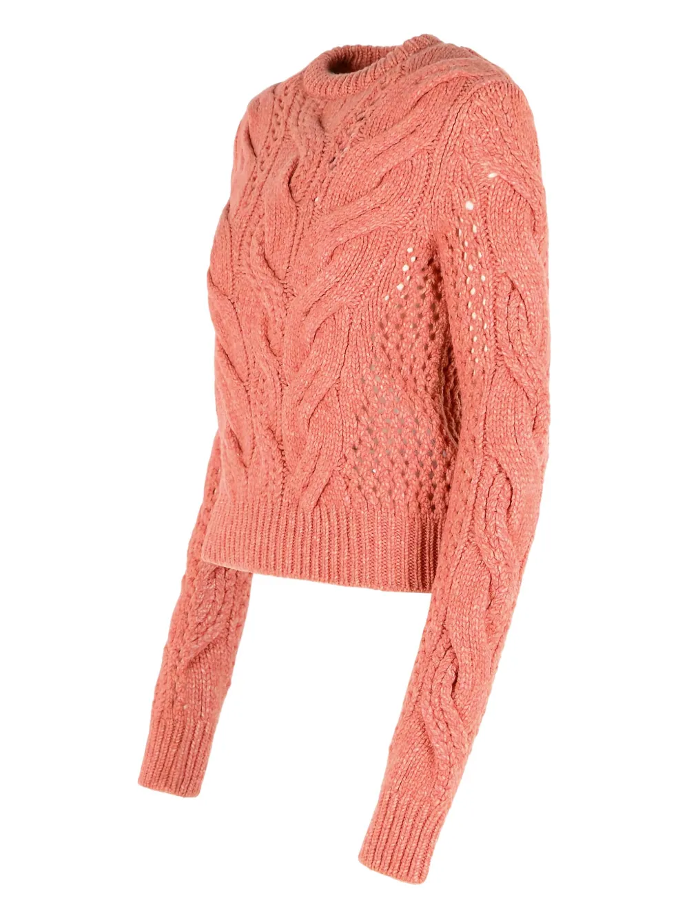 Sportmax Radio Crewneck Sweater With Wool Blend Braids In Pink
