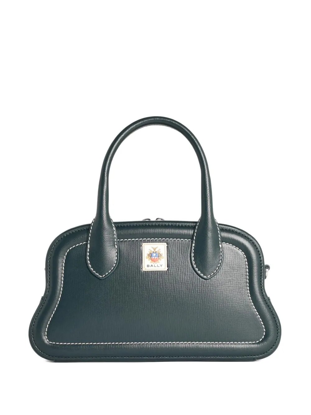 Bally Garnet Leather Shoulder Bag With Top Handles In Green