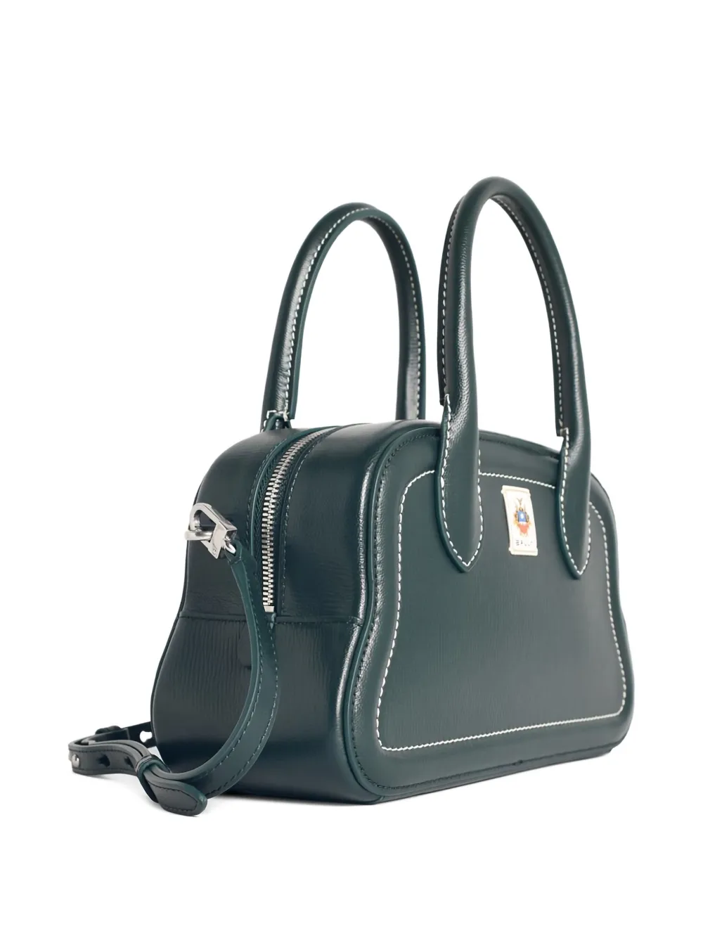 Bally Garnet Leather Shoulder Bag With Top Handles In Green
