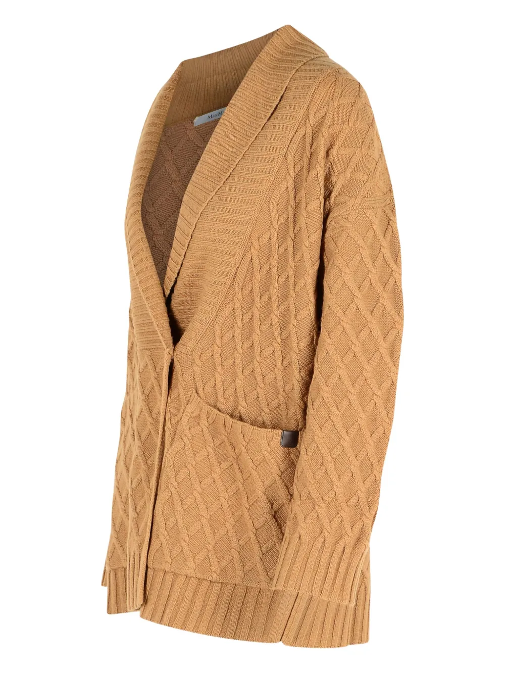 Max Mara Double-breasted Knit Cardigan Pockets In Brown