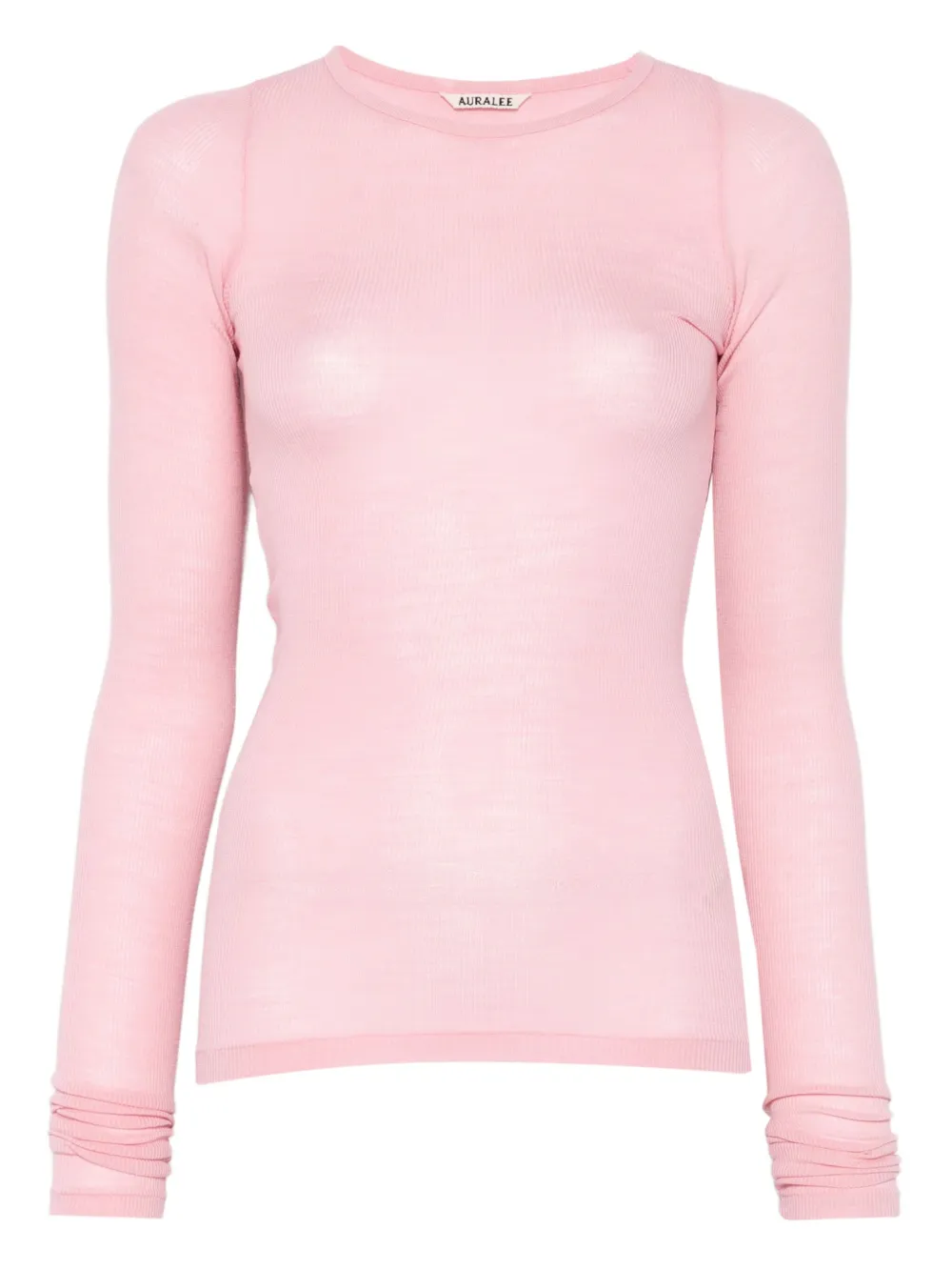 Auralee Ribbed Long-sleeve Top In Pink
