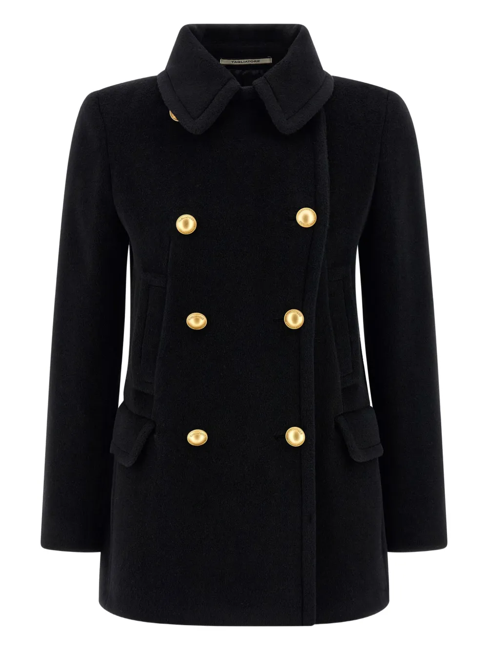 Tagliatore Double-breasted Metal-button Coat In Black