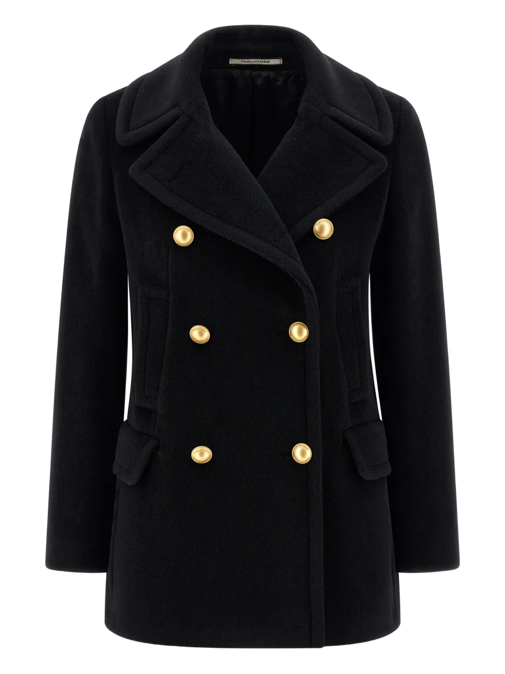 Tagliatore Double-breasted Metal-button Coat In Black