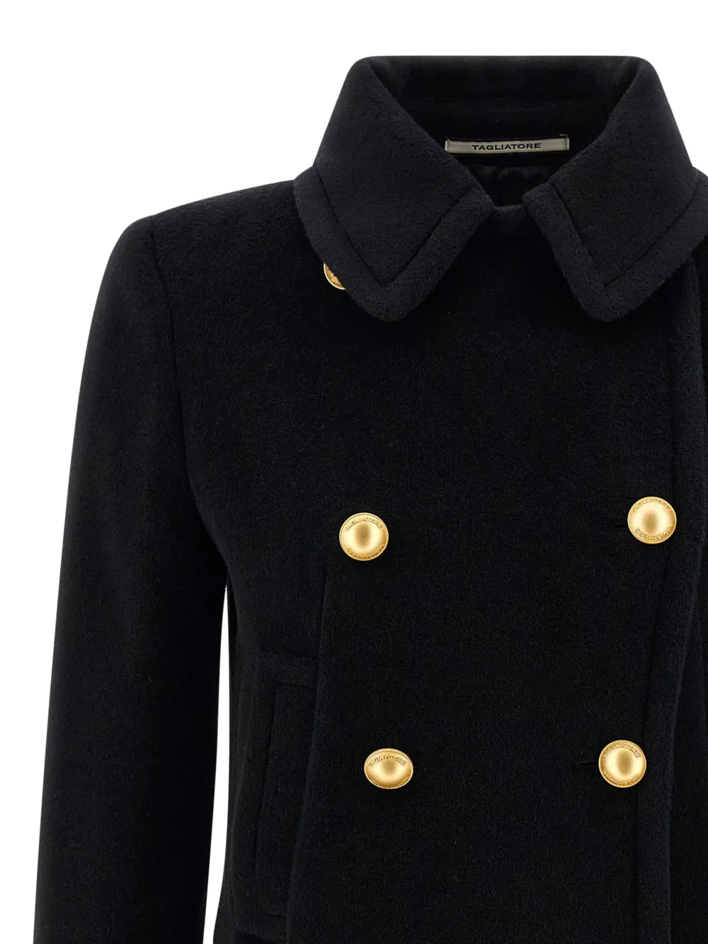 Tagliatore Double-breasted Metal-button Coat In Black