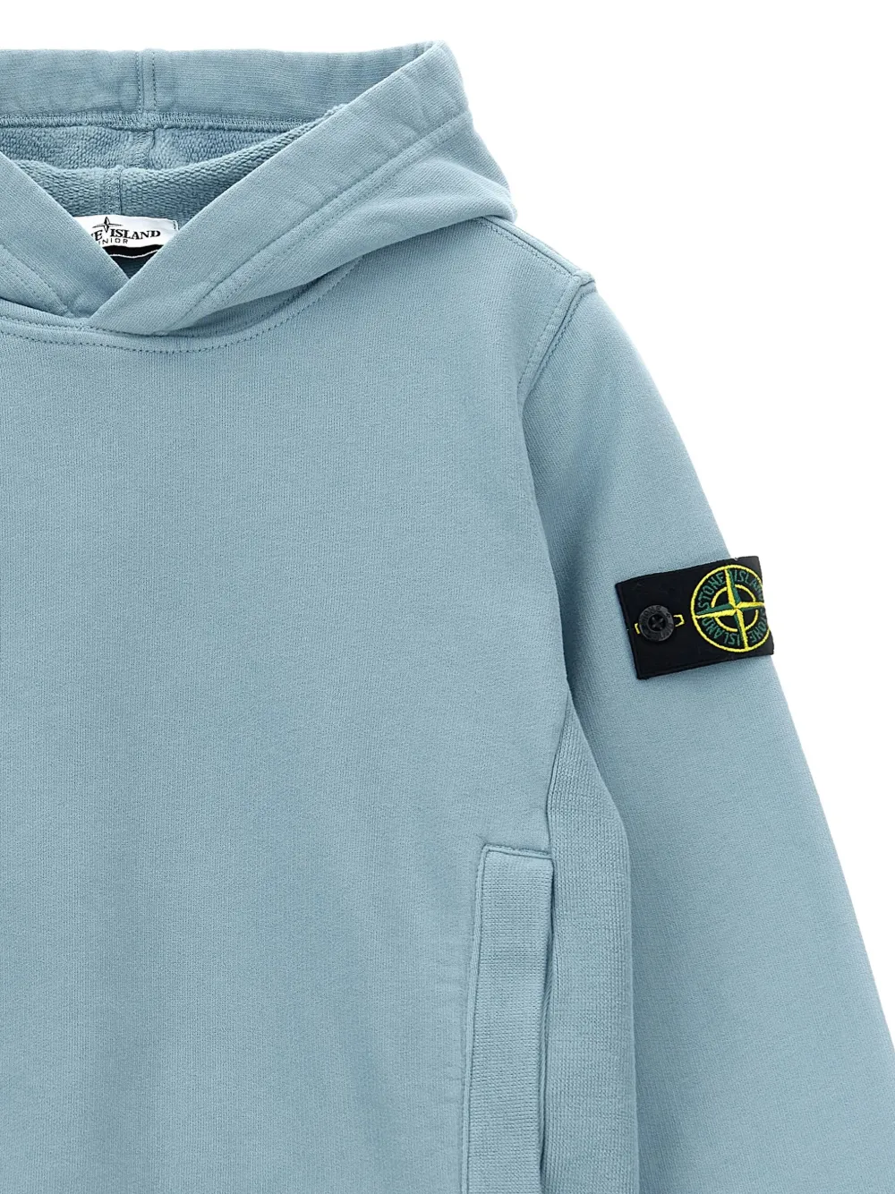 Stone Island Junior Hoodie met logo badge Blauw