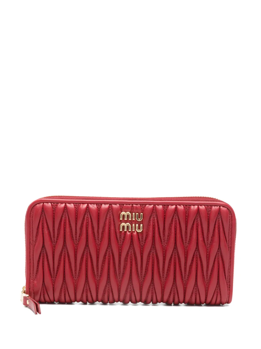 Miu Miu matelassé zip wallet - Rosso