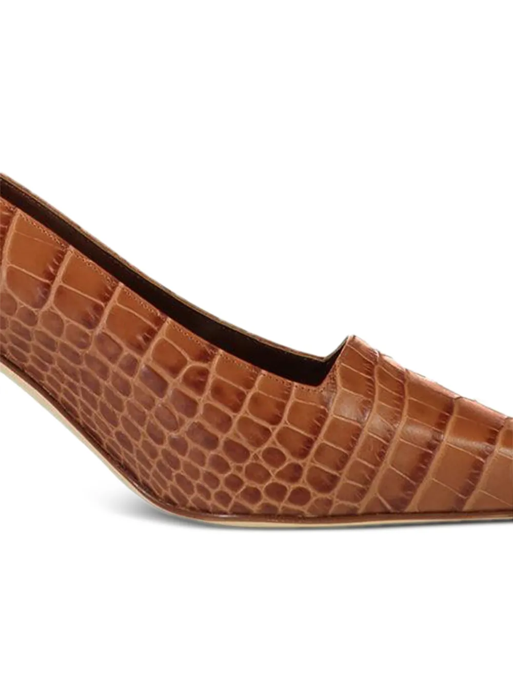 Manolo Blahnik 70 mm Morailo pumps met krokodillen-reliëf Bruin