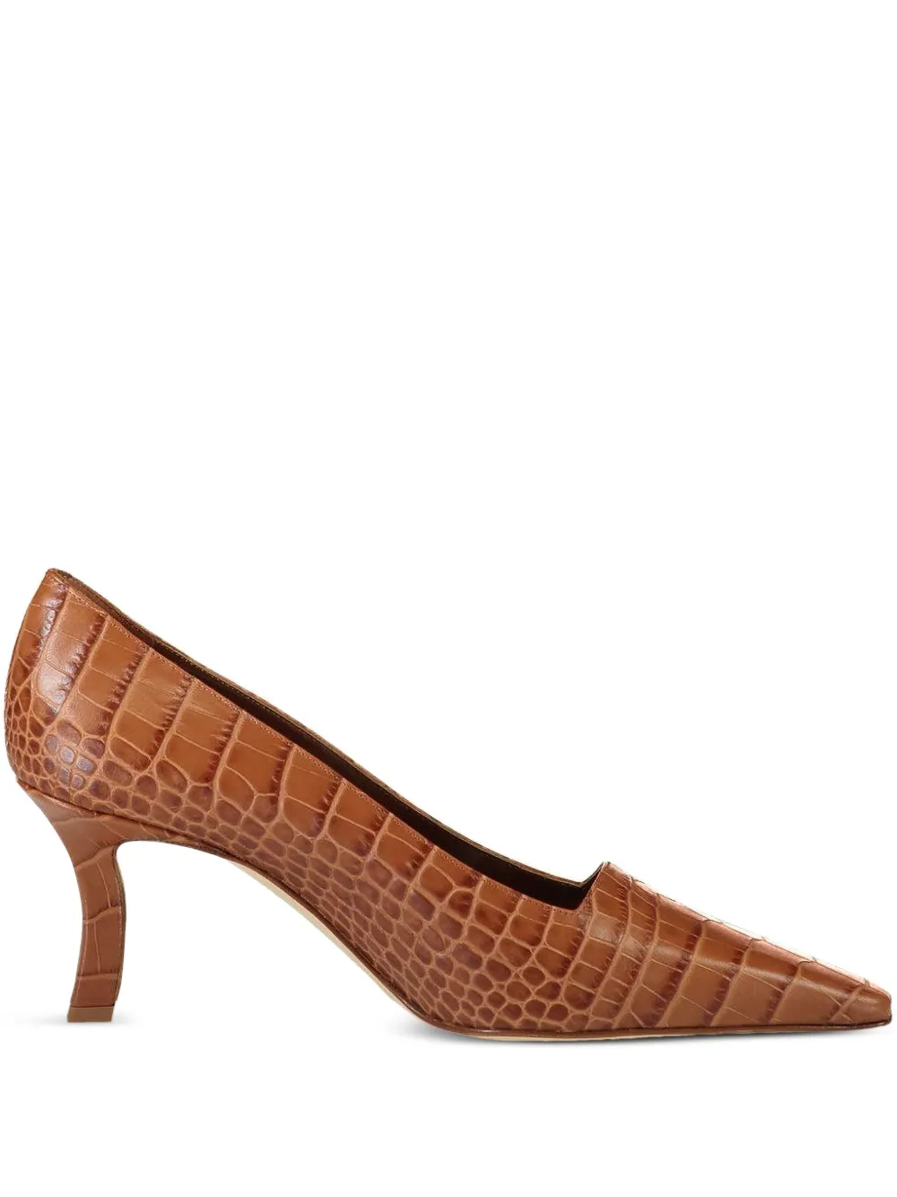 Manolo Blahnik 70 mm Morailo pumps met krokodillen-reliëf Bruin
