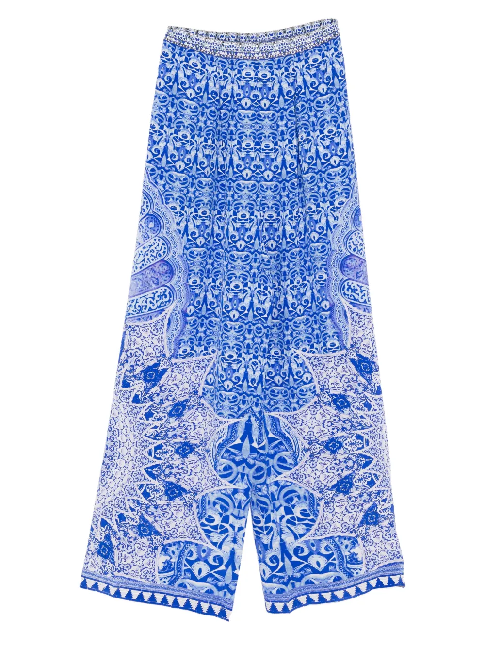 Camilla monogram-print trousers - Blu