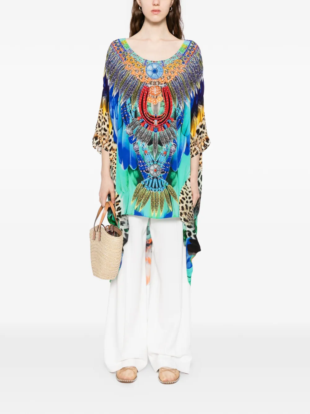 Camilla scoop-neck mini dress - Blauw