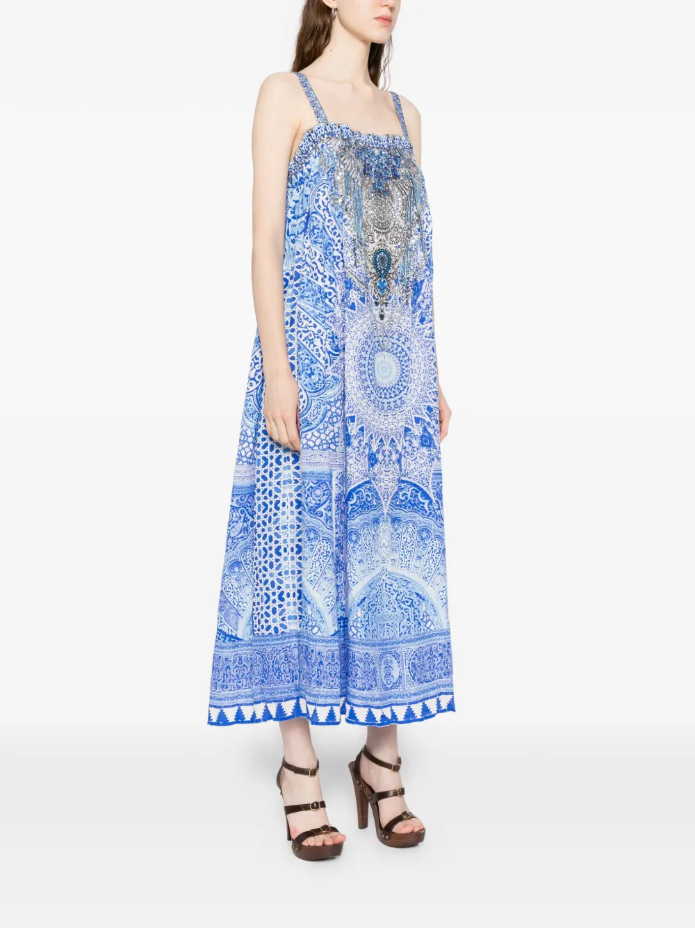 Camilla Midi-jurk met grafische print Blauw