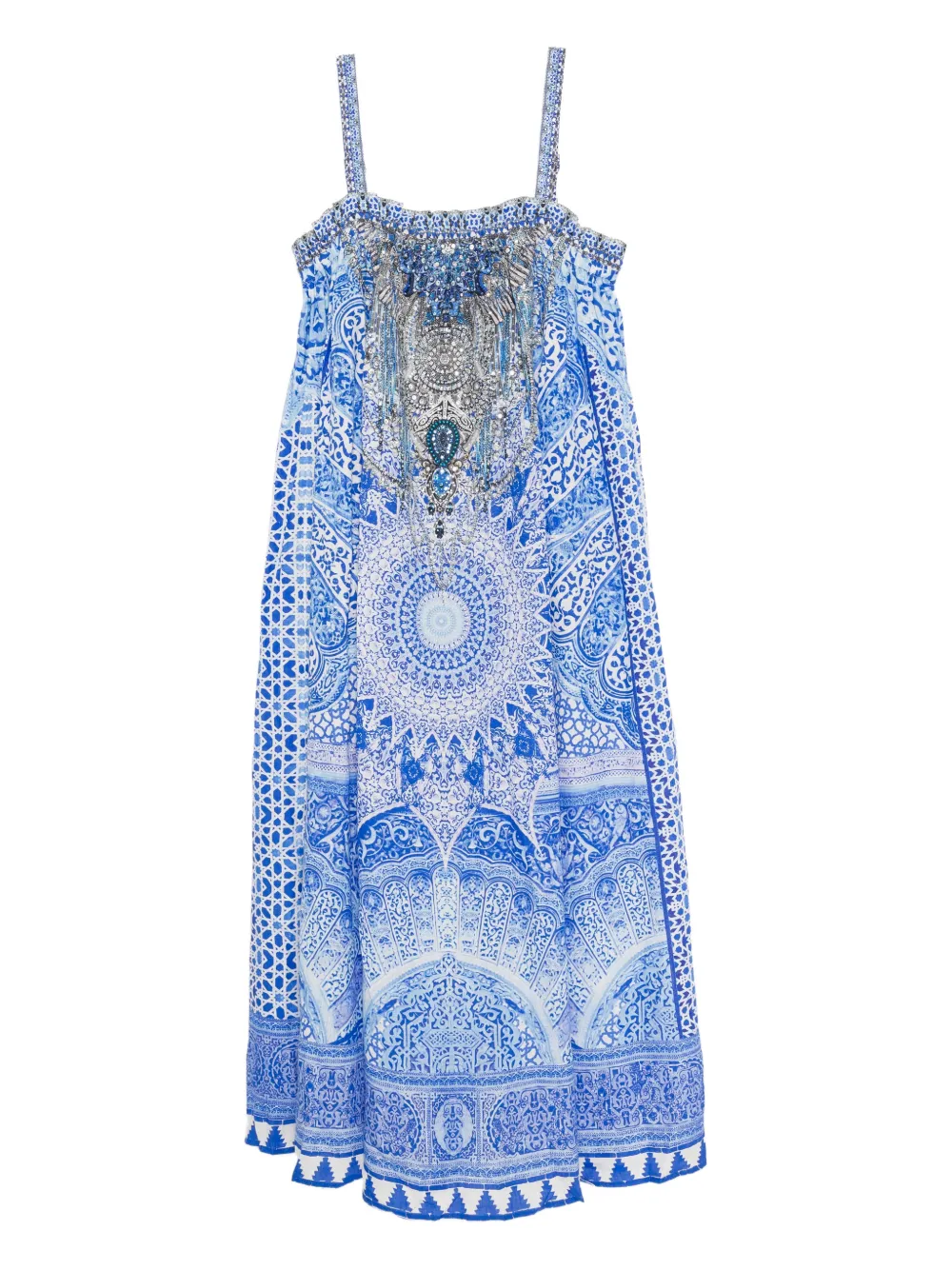Camilla graphic-print midi dress - Blu