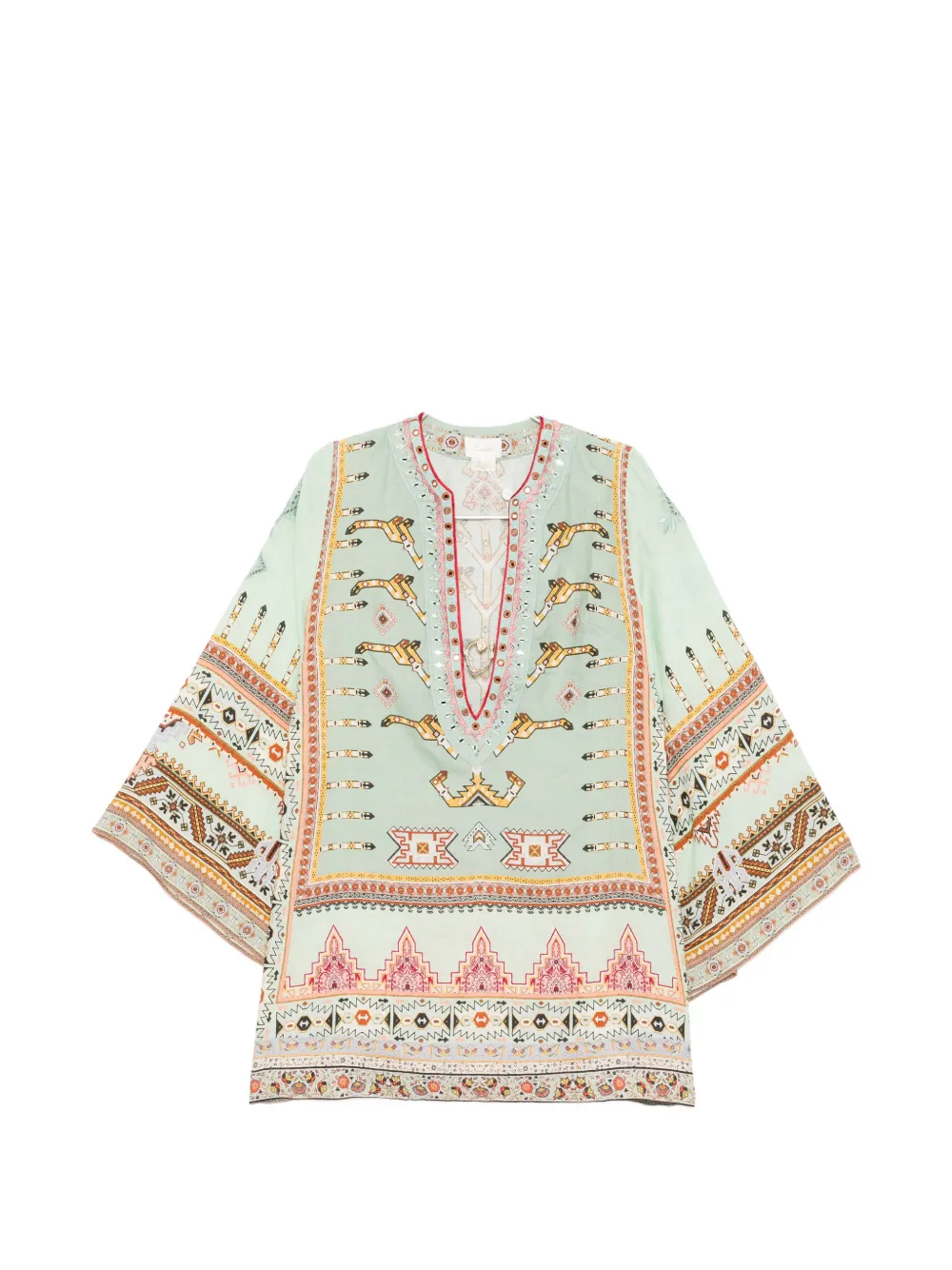 Camilla Legend Has It deep V-neck kaftan - Verde