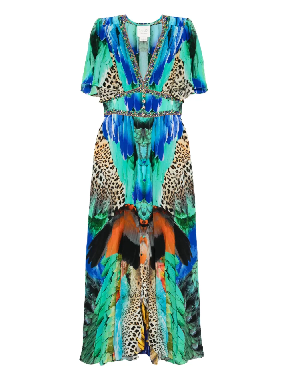 Camilla Abito con maniche volant - Verde