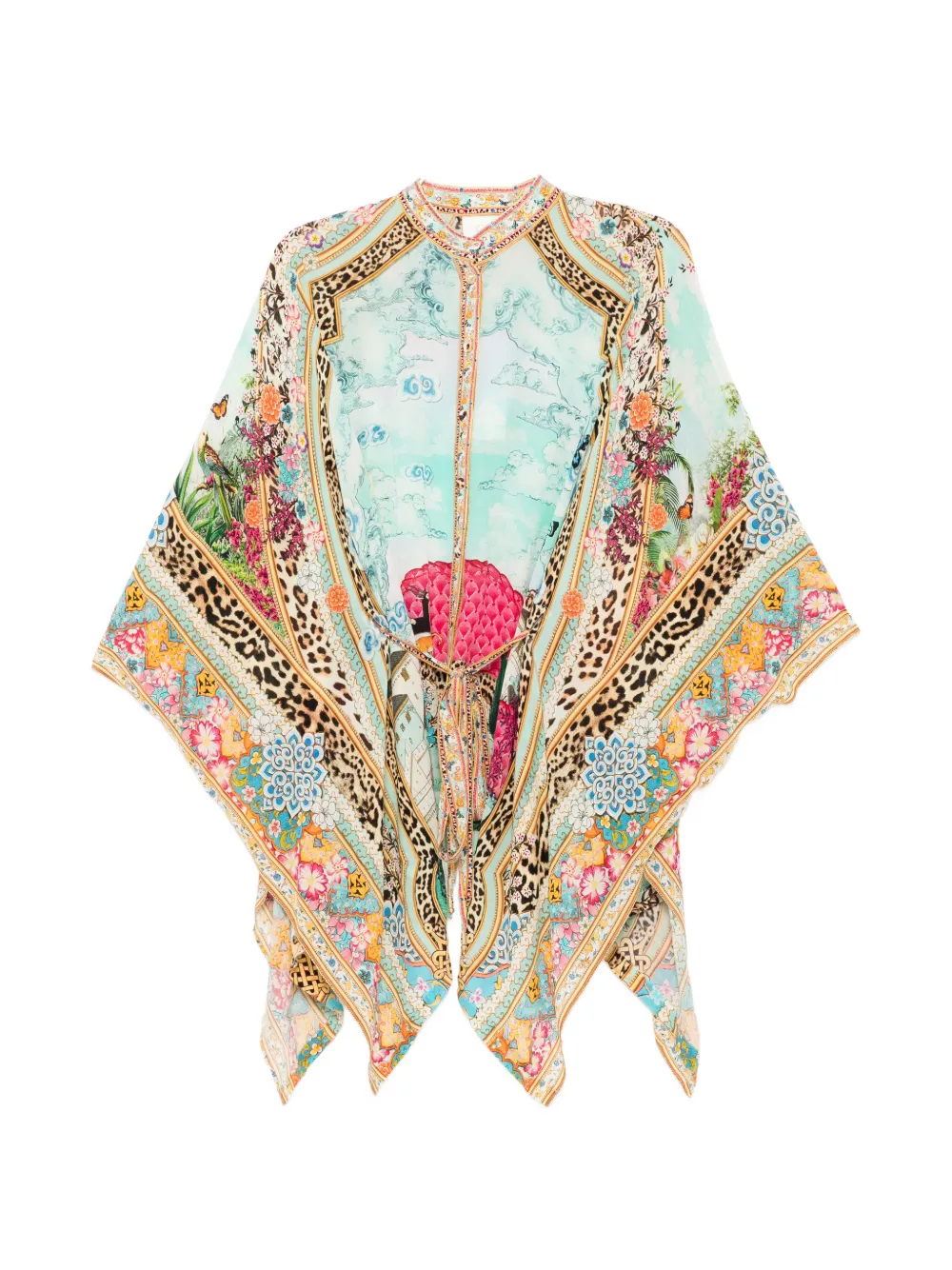 Camilla button scarf blouse - Blu