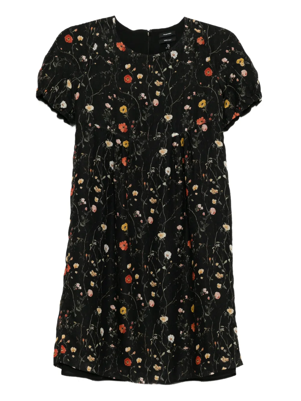 R13 floral puff-sleeve dress - Black
