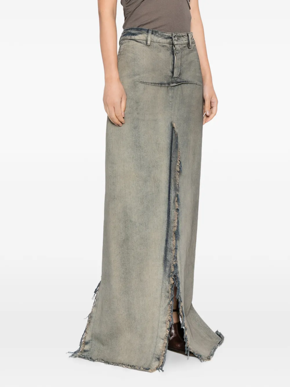 Rick Owens Sliced Denim Skirt In Blue