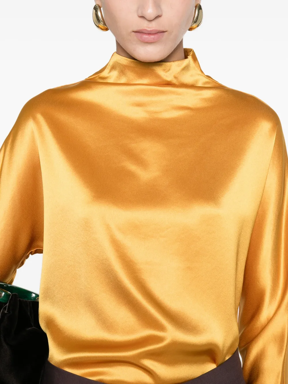 Isabelle Blanche Satin Blouse In Gold