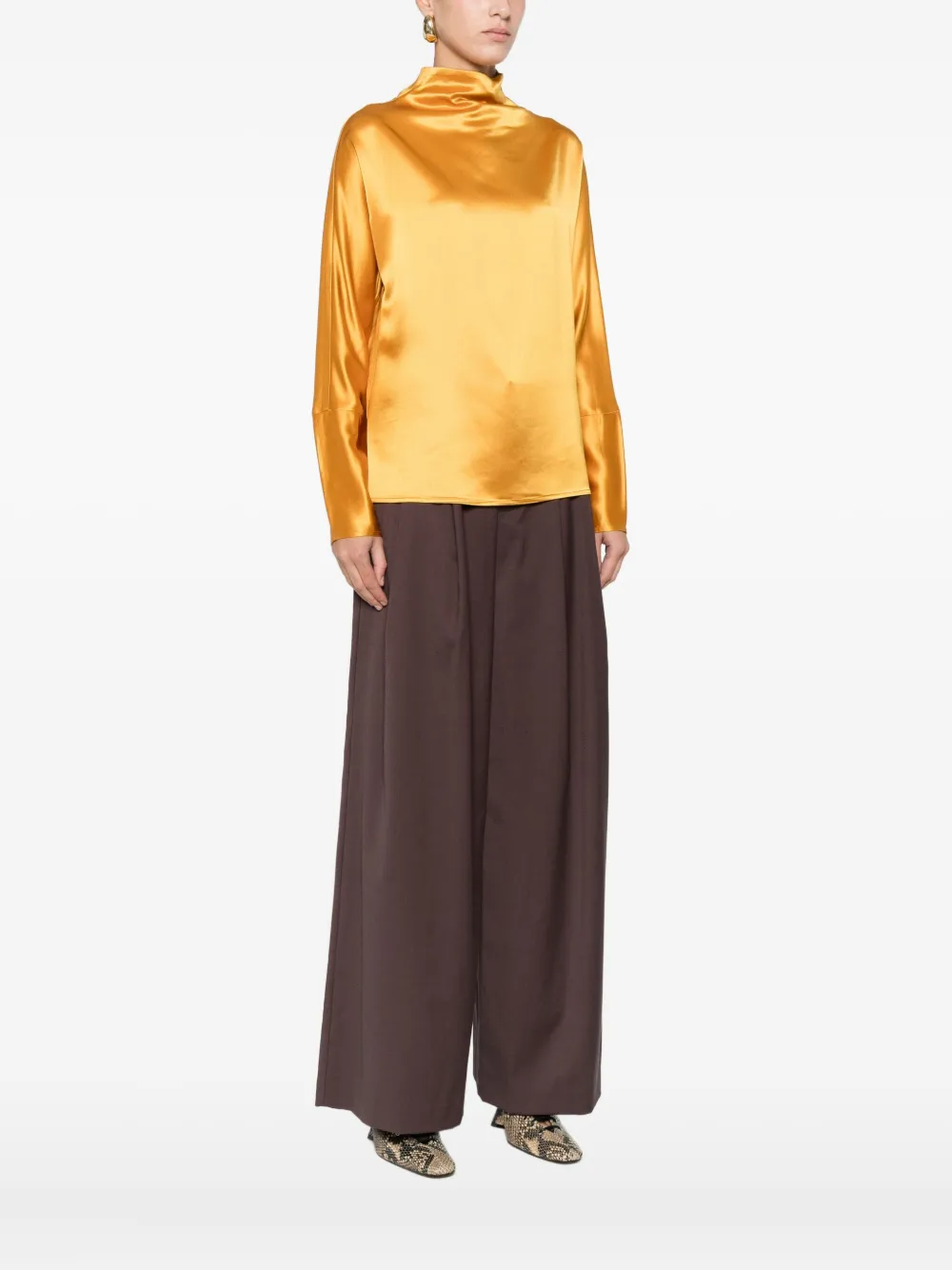 Isabelle Blanche Satin Blouse In Gold