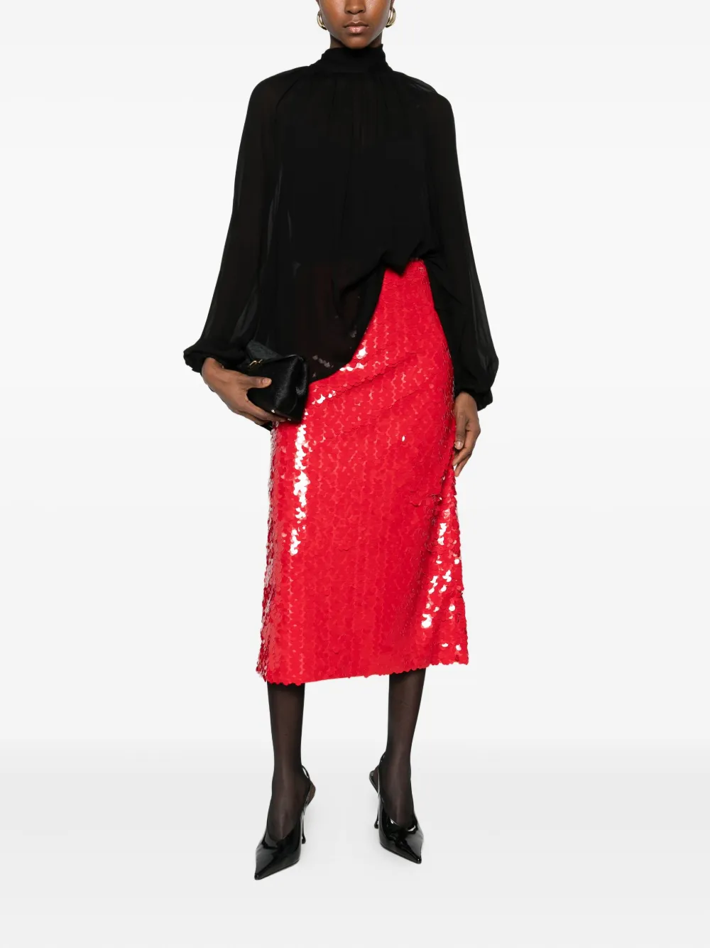 Isabelle Blanche semi-sheer blouse - Zwart