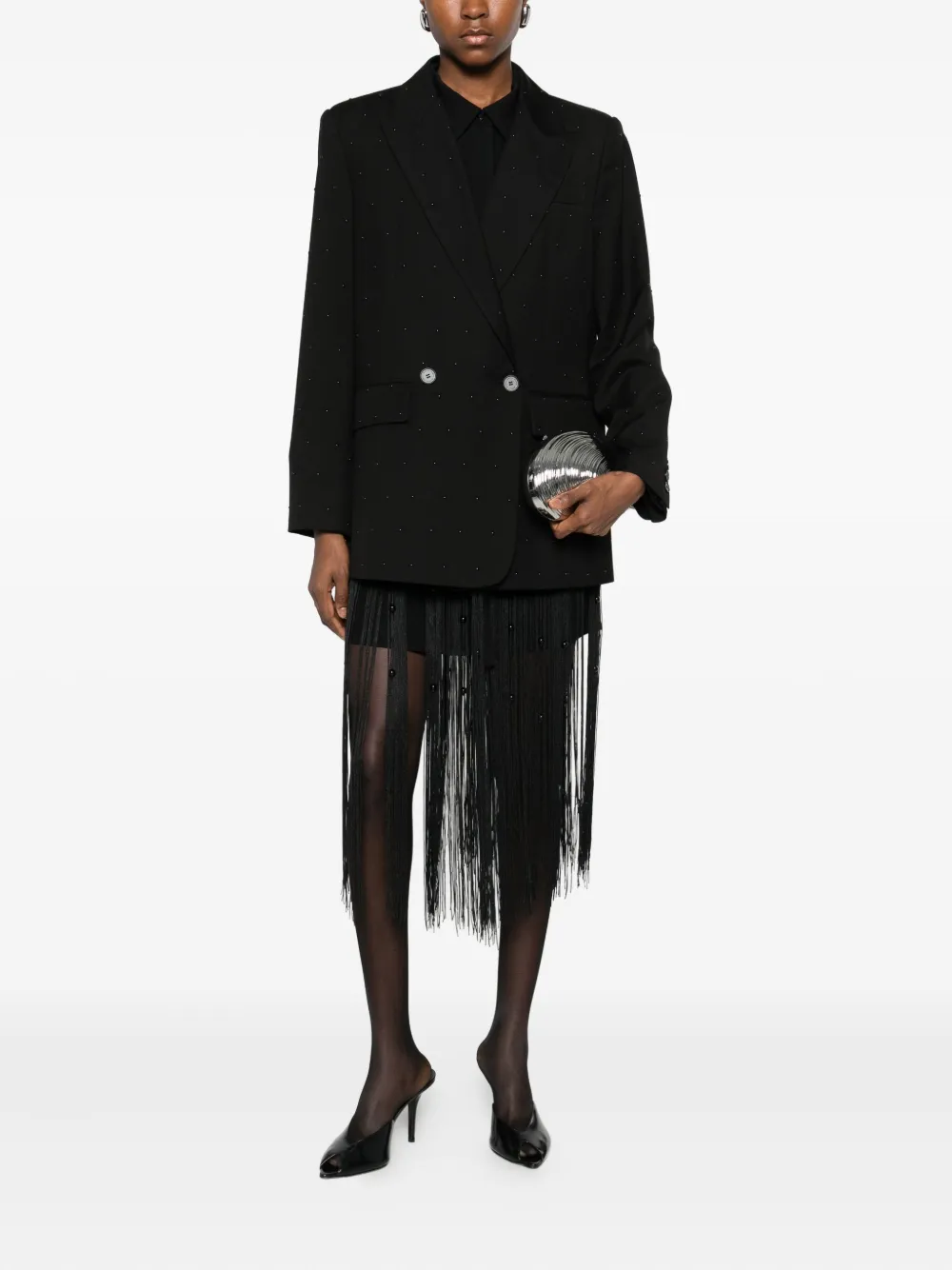 Isabelle Blanche Embellished Blazer In Black