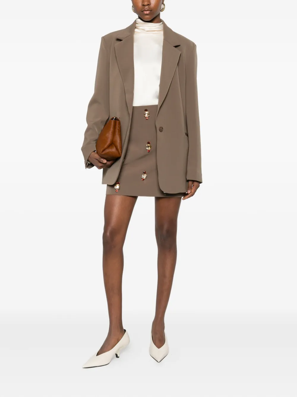 Isabelle Blanche Single-breasted Blazer In Brown