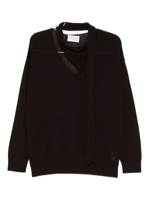 Isabelle Blanche V-neck tie sweater