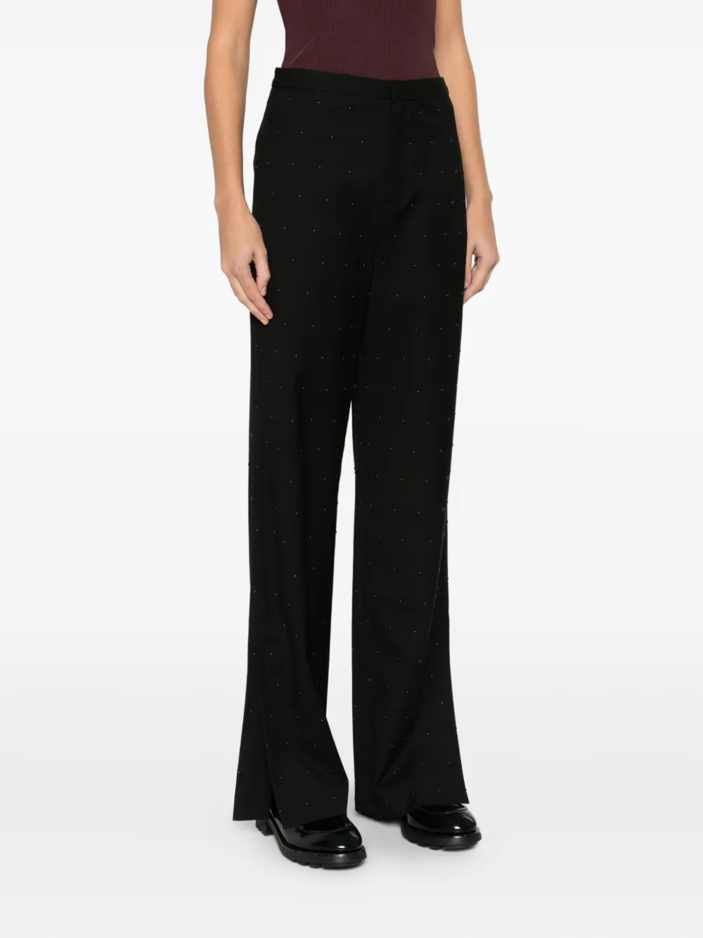 Isabelle Blanche Broek verfraaid met stras Zwart