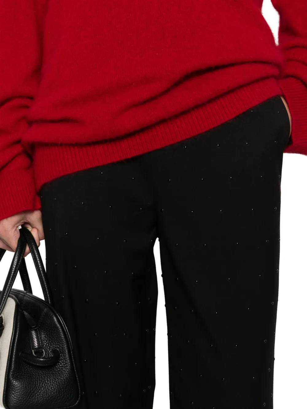 Isabelle Blanche Broek verfraaid met stras Zwart