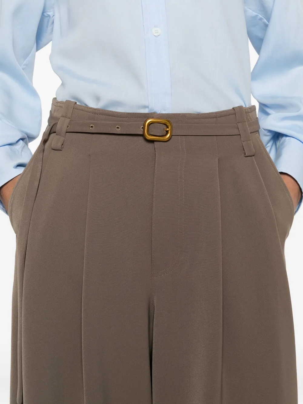 Isabelle Blanche Plooibroek met ceintuur Bruin