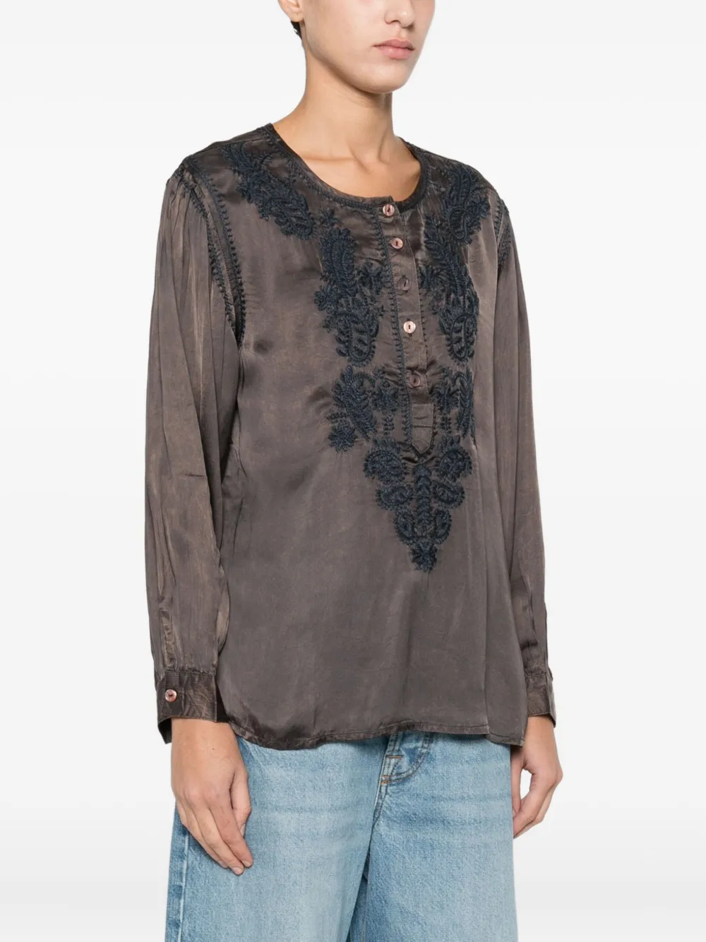 MAISON HOTEL Clotilde top met borduurwerk Groen