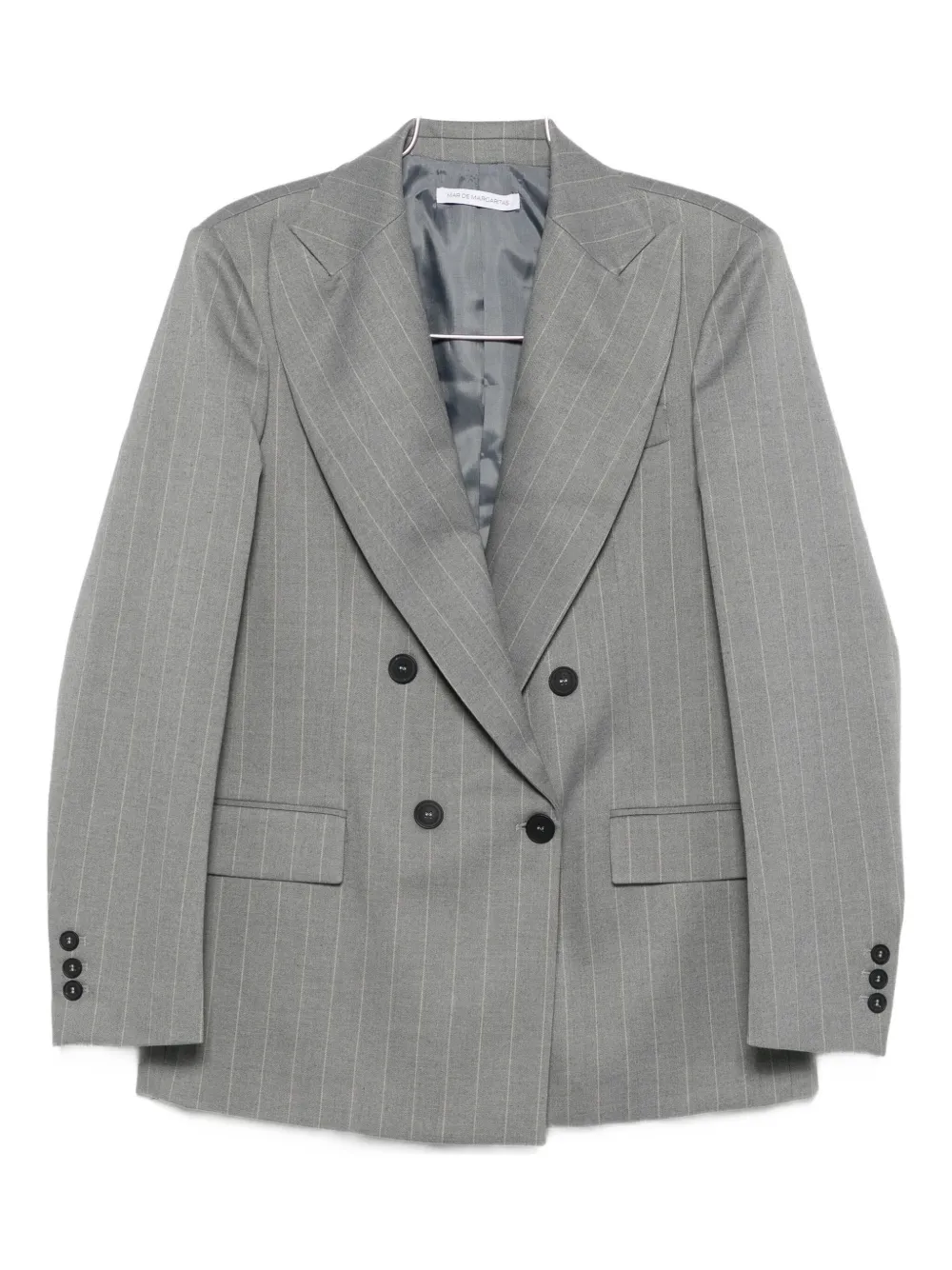 Mar De Margaritas Pinstriped Blazer In Gray