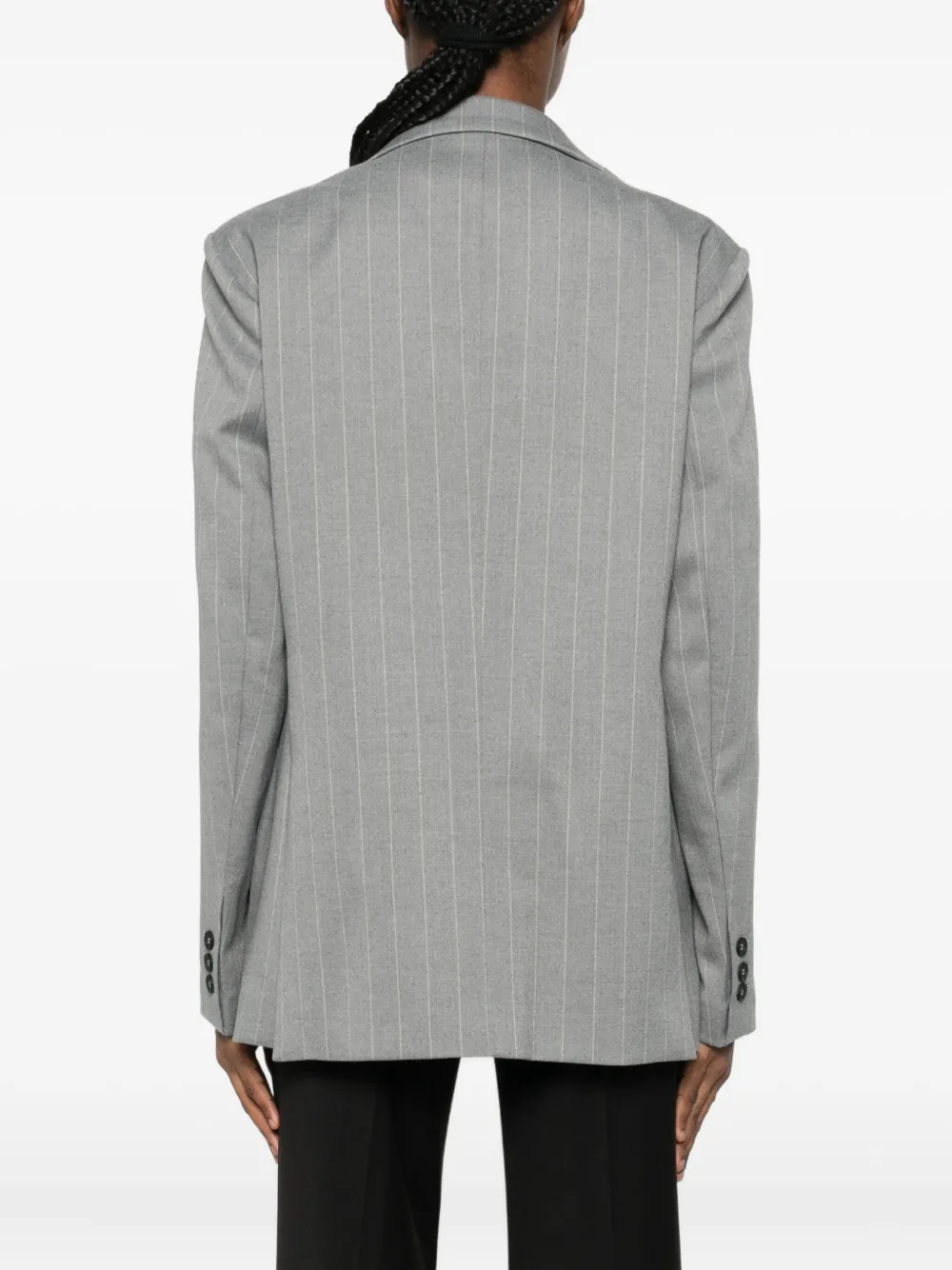 Mar De Margaritas Pinstriped Blazer In Gray