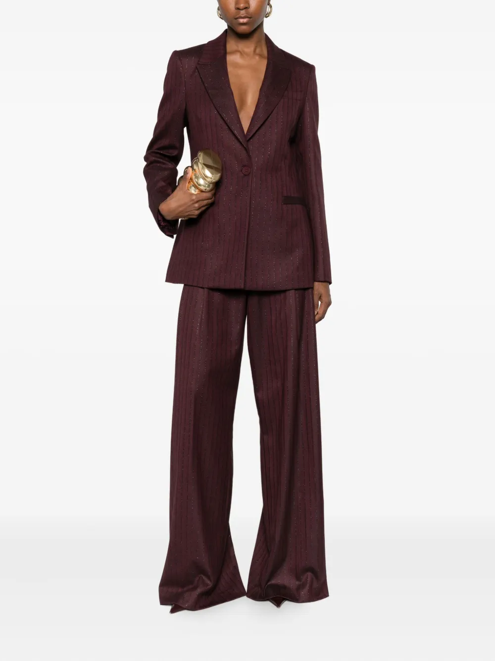 Mar De Margaritas Pinstripe-print Single-breasted Blazer In Red