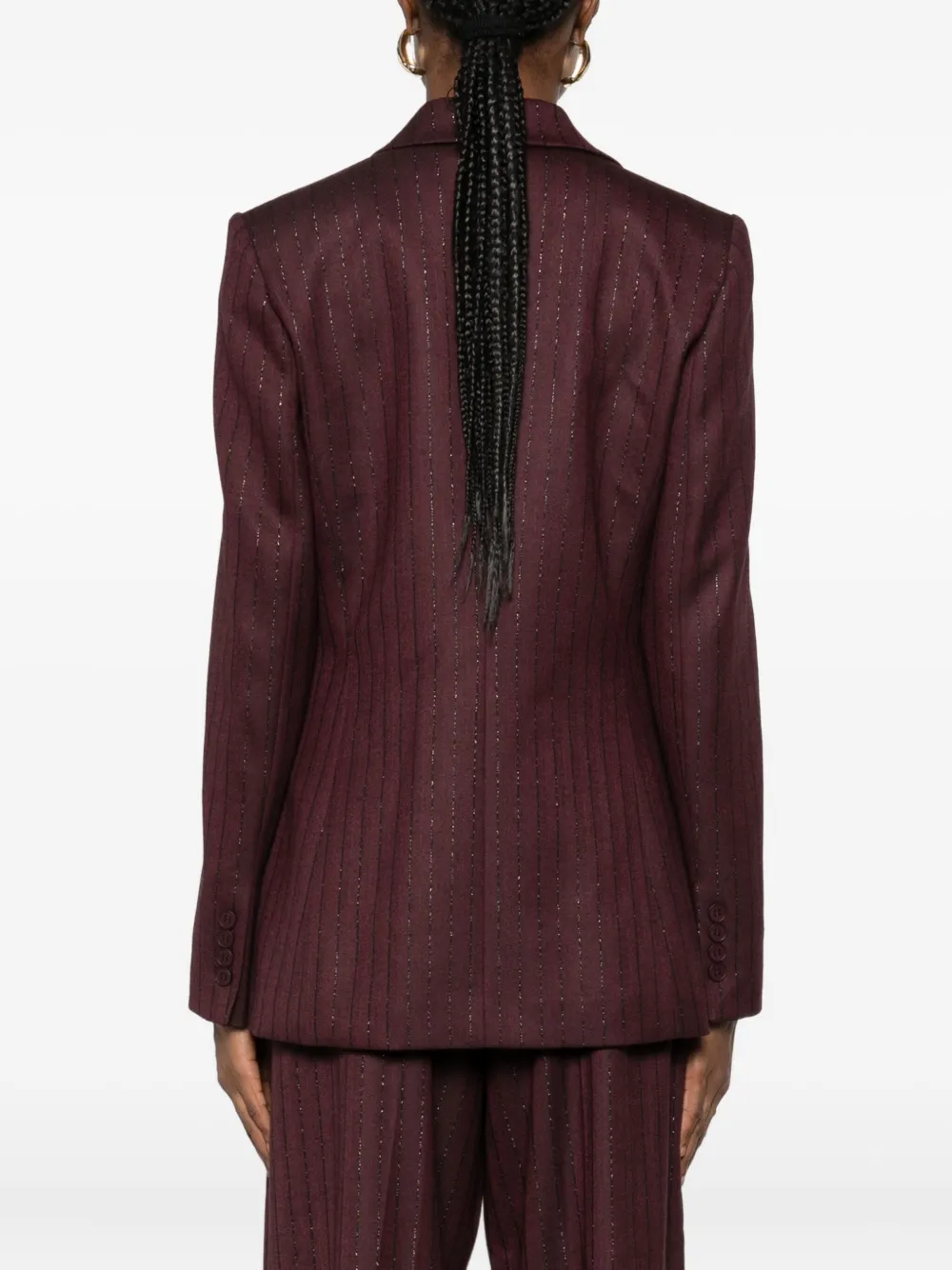 Mar De Margaritas Pinstripe-print Single-breasted Blazer In Red