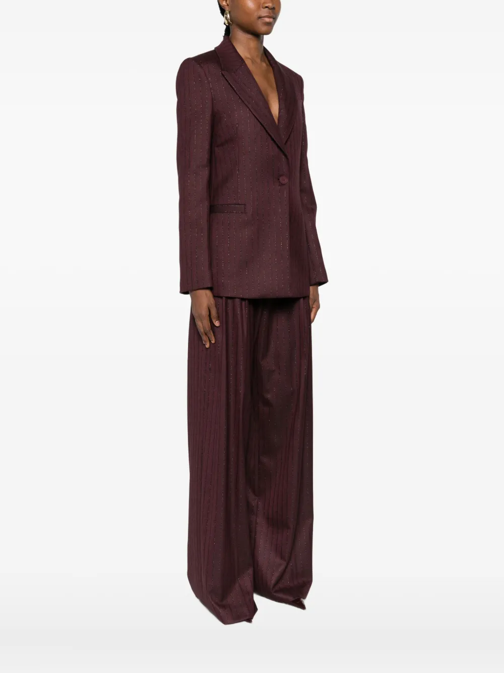 Mar De Margaritas Pinstripe-print Single-breasted Blazer In Red