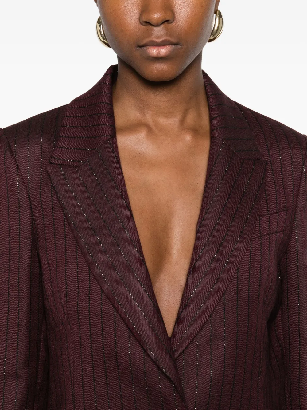 Mar De Margaritas Pinstripe-print Single-breasted Blazer In Red