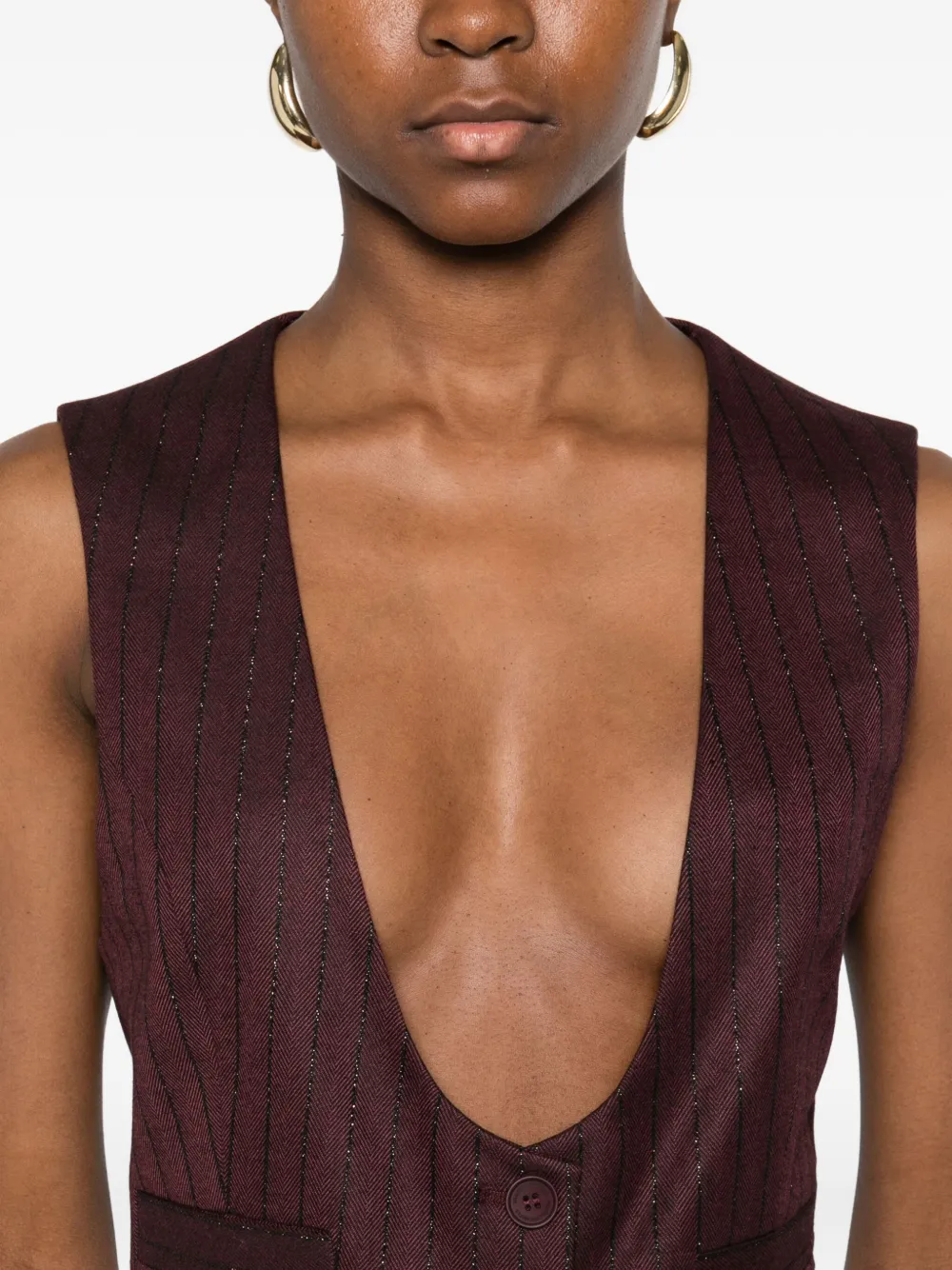 MAR DE MARGARITAS Gilet met krijtstreep Rood