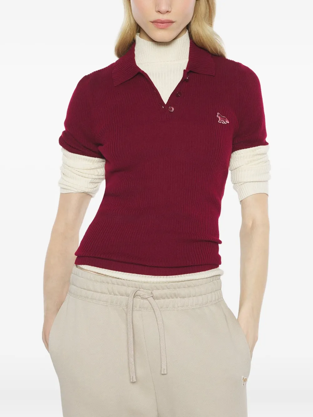 Maison Kitsuné Top met vossenpatroon Rood