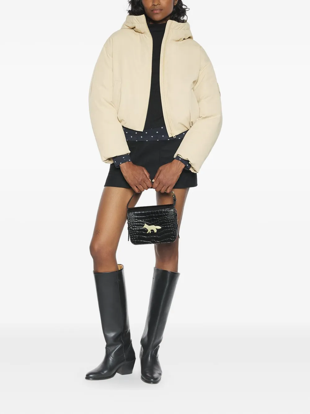 Maison Kitsuné Zip-up Puffer Jacket In Neutral