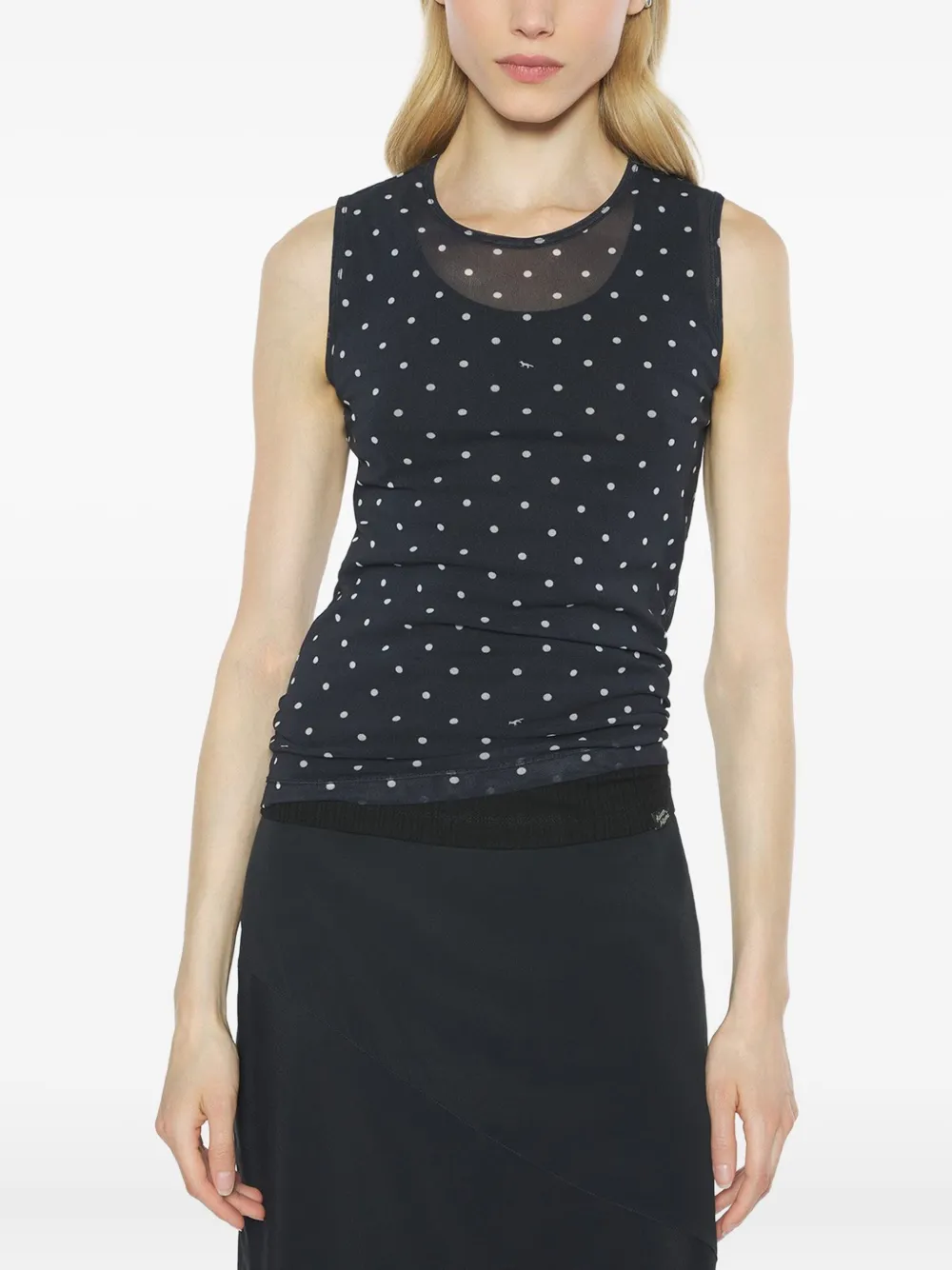 Maison Kitsuné Tanktop met stippen Zwart